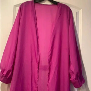 Sheer Pink Long Robe with Belt New